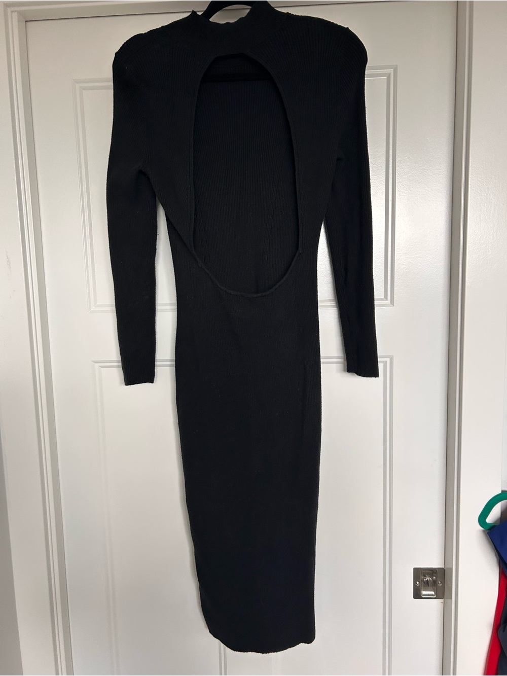 Abercrombie & Fitch Black Long-Sleeve Bodycon Dress with Open Back